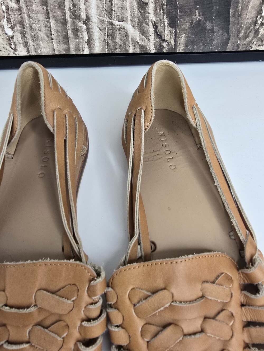Nisolo Tan Leather Woven Huarache Sandals - Picture 8 of 10